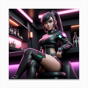 Cyberpunk Bar Girl Canvas Print