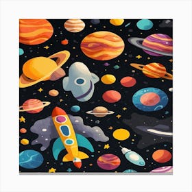 Planets In Space Canvas Print