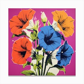 Andy Warhol Style Pop Art Flowers Canterbury Bells 2 Square Canvas Print