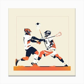 Two Lacrosse Players In Action 2 Canvas Print