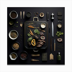 Barbecue Props Knolling Layout (106) Canvas Print