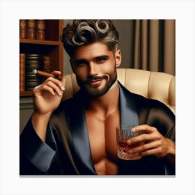 Portrait Of A Man With A Cigar-3 Canvas Print