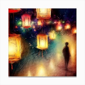 Lanterns In The Night Canvas Print