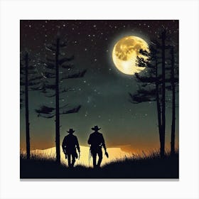 Two Cowboys At Night Canvas Print