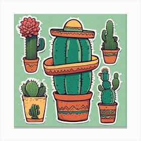Cactus Set 1 Canvas Print