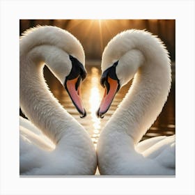 A loving image of two swans wrapping their necks around each other in a perfect heart-shaped gesture Canvas Print