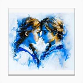 Two Girls In Blue 1 Canvas Print