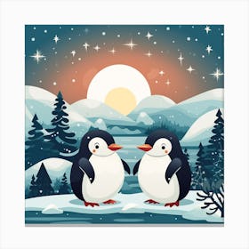 Penguins In The Snow Canvas Print