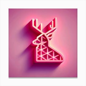 Neon Deer Head Canvas Print