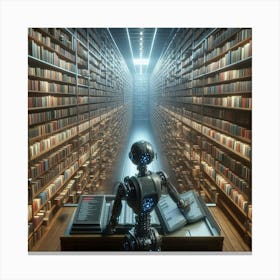 Robot In Library Canvas Print