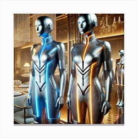 A Futuristic Sci Fi Restaurant Staff Attire, Featu Canvas Print