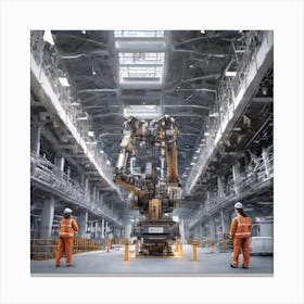 Two Workers In A Factory Canvas Print