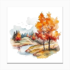 Watercolor Autumn Trees 8 Canvas Print