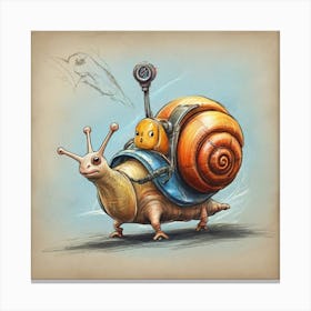 Snail On A Bike 4 Canvas Print