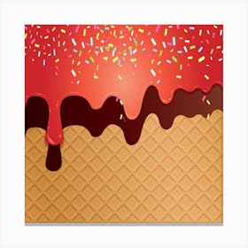 Ice Cream Waffle Vector 4 Canvas Print