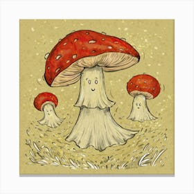 Cute Mushroom Ghosts 1 Canvas Print