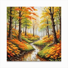 Forest In Autumn In Minimalist Style Square Composition 115 Canvas Print