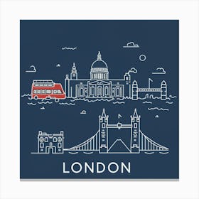 London Map Minimal Line Painting Cinematic Il Canvas Print