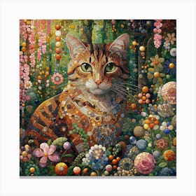 Cat In The Garden Mosaic Inspired 2 Canvas Print