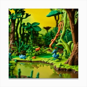 Dinosaurs In The Jungle Canvas Print