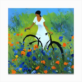 Girl With A Bike Canvas Print