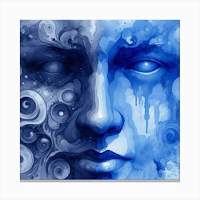 Blue Face Painting Canvas Print