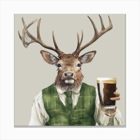 Watercolour Irish Stag Cillian Canvas Print