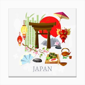 Japanese Symbols Culture Of Japan Tradition Illustration Japan Culture Food Geisha Canvas Print