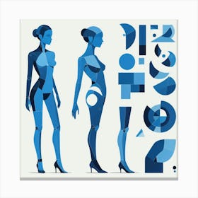 Default Deconstructed Blue Figure 3 Art 3 Canvas Print