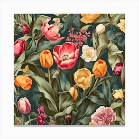 Floral Seamless Pattern Canvas Print