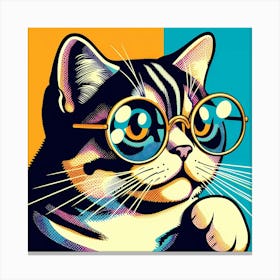 Cat With Glasses Canvas Print