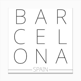 Barcelona Spain Typography City Country Word Canvas Print