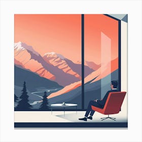 Man Looking Out A Window Canvas Print