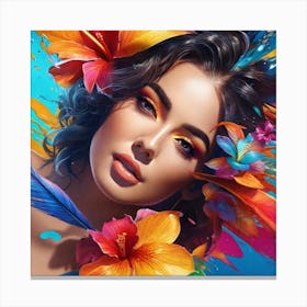 Hawaiian Girl With Flowers Canvas Print