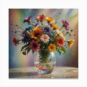 Colorful Flowers In A Vase Canvas Print