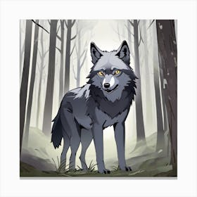 Wolf In The Woods 25 Canvas Print