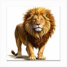 Majestic Lion On A White Background Canvas Print