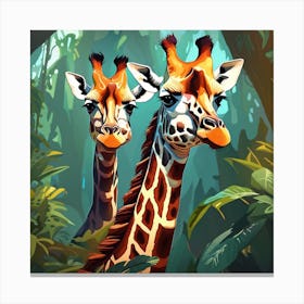 Giraffes In The Jungle 1 Canvas Print