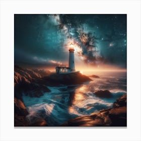 Lighthouse At Night 1 Canvas Print