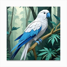 Paper Craft Parrot In A Tropical Forest Setting Canvas Print