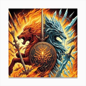 Dragon And Lion Canvas Print