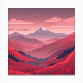 Misty mountains background in red tone 22 Canvas Print