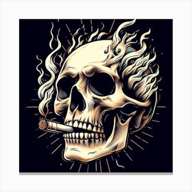Skull With Cigarette 1 Canvas Print