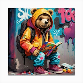 Teddy Bear Reading Canvas Print