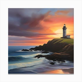 Sunset At The Lighthouse 1 Canvas Print