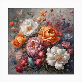 Peonies In A Vase Canvas Print