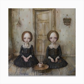 Surreal Painting of Doll's House Sisters. Canvas Print