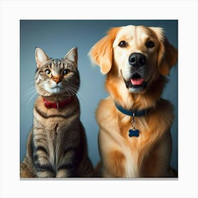 Portrait Of A Dog And Cat 1 Canvas Print