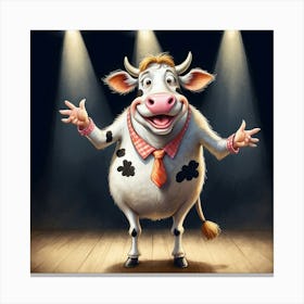 Cartoon Cow On Stage Canvas Print