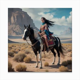 Woman Riding A Horse Canvas Print